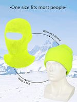 Cagoule tricotée chaude d'hiver à un trou, couleur néon, pour le ski, bonnet amusant à un trou pour casque