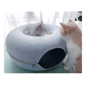 Al coperto tutte le stagioni 24 pollici scuro e nero gatto condominio Tunnel letto Peekaboo ciambella gatto grotta gatti letto - Product Image 5