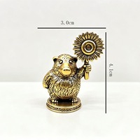 Nouvelle Statue Ornementale Vintage en Laiton, Petit Ours Tournesol Sculpté en Cuivre, Artisanat de Collection, Vente en Gros