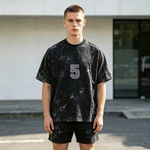 Conjuntos de camiseta de alta calidad para hombre, conjuntos de dos piezas de manga corta y pantalones cortos de 450 g/m² para hombre, 100 % algodón de rizo, conjuntos casuales de verano - Product Image 2