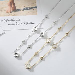 תליון סיטונאי תכשיטים אופנה מצופה זהב 14 קראט שרשרת תלתן 925 מעטפת זהב פנינה מתכווננת שרשרת - Product Image 4