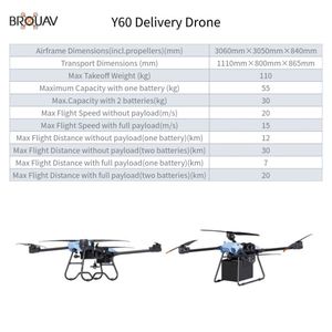 BROUAV Y60 30KG/55KG Payload 30KM Flight Range Commercial <b>Drone</b> for Air Cargo OEM ODM - Product Image 3