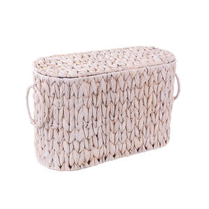 Panier de rangement tissé Bobai, rectangulaire, blanc, fait main, avec couvercle, pour jouets, livres et articles divers - Product Image 3