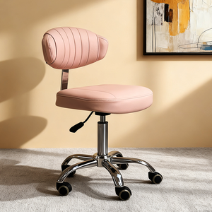 Silla de Barbero de Alta Calidad con Base Metálica Plateada Moderna, Silla de Estilista Rosa de Lujo con Asiento Extraíble para Salón de Belleza - Product Image 2