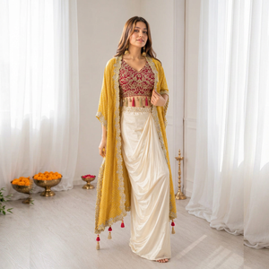 Conjunto de Salwar Kameez Bordado para Mujer, Vestido Étnico, Blusa, Dupatta, Estilo Dhoti, Traje para Boda o Fiesta, Seda de Bangalore de Secado Rápido - Product Image 1