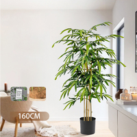 Plante artificielle Bambou porte-bonheur Grand pot en plastique Simulation de plantes hautes Aménagement paysager Décoration intérieure et extérieure Bonsaï