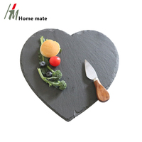 Special Design Customized Size 25x25cm Natural Heart Shape Slate Dinnerware Plates