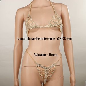 Cadena corporal sexy con incrustaciones de cristales y diamantes, cadena de diamantes de imitación para sujetador, tanga, cubierta decorativa para bikini - Product Image 2