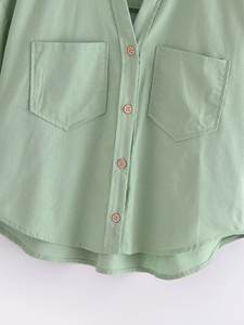 KAR & OT ZA 2024 autunno nuovi <span class=keywords><strong>polsini</strong></span> arricciacapelli decorativi da donna a doppia tasca ampia e sottile <span class=keywords><strong>camicia</strong></span> a maniche corte - Product Image 6