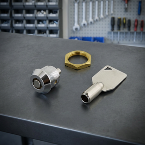 Serrure à poussoir tubulaire en zinc moulé sous pression avec finition chromée et clé en laiton nickelé, diamètre 12 mm/15,8 mm. - Product Image 3