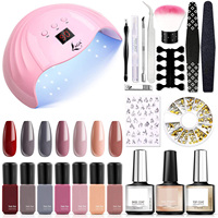Kit de démarrage écologique en gros pour le nail art au gel français DIY avec lampe UV LED et ensemble d'outils de manucure en bouteille