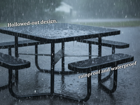 Table de pique-nique carrée noire OEM 78 pouces avec chaises, ensemble pour jardin/patio, camping, table et bancs robustes en métal expansé, portable