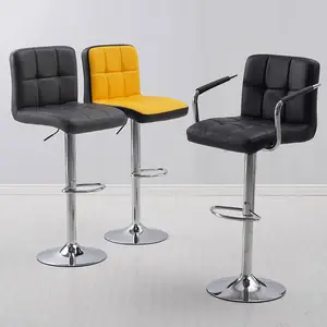 Silla de bar 상업용 디자인 가죽 체크 무늬 바 의자 현대 북유럽 의자 바 의자