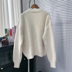 Grosir Butik 2026 Musim Gugur dan Dingin Desain Fashion Terbaru <span class=keywords><strong>Sweater</strong></span> Wanita Rajut Model Dua Lapis Denim Sambung - Product Image 3