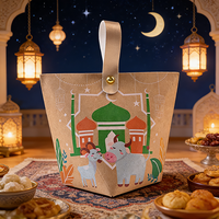 Boîte cadeau écologique en papier kraft auto-élevable, réutilisable et portable, personnalisable, pour chocolats, noix et bonbons du Ramadan
