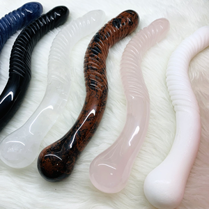 Natuurlijke Kristallen Yoni Staven Yoni Verstevigende Staaf Roze Kwarts Realistische Dildo Dubbele Kop Zwarte Obsidiaan Kristal Dildo voor Vrouwen - Product Image 2