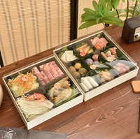 Boîte alimentaire jetable personnalisée en bois fantaisie pour salades, snacks et sucre à emporter, en papier alimentaire sûr
