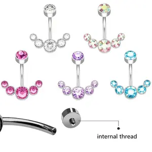 Sexy Belly Piercing Navel Button Rings Women Fashion Jewelry Double Gems Surgical Steel Belly Rings