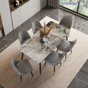 Marble Factory Luxury Italian Dinner Table And Chairs 6 Dinning Chairs Modern Dining Room Furniture For Sale