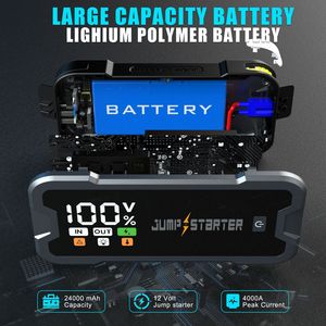 Professional 4000A Heavy Duty Jump 12V 24000mAh Battery Booster for 10L Gas 8.0L Truck SUV Fleet Maintenance KCCY53N 400 - Product Image 4