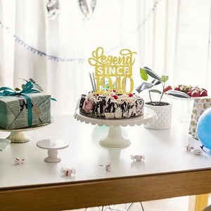 Décoration de gâteau d'anniversaire de luxe à paillettes, édition limitée 1930, pour hommes et femmes, en bois écologique - Product Image 1
