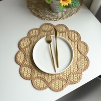 Sous-verre en papier tissé à motif floral, résistant à la chaleur, décoration de table à manger, tapis isolant thermique pour assiette