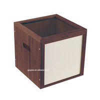 GOKA Nouveau Design Retro Vinyl Record Cabinet Grande Capacité Boîte de Rangement en Bois
