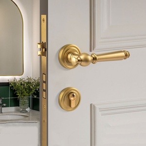 Poignée de porte simple <span class=keywords><strong>et</strong></span> moderne en laiton massif, silencieuse <span class=keywords><strong>et</strong></span> fluide, pour chambre, appartement, hôtel, bureau, système de porte intérieure en bois - Product Image 4