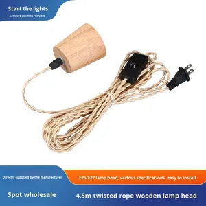 Kit <span class=keywords><strong>de</strong></span> cordon <span class=keywords><strong>pour</strong></span> suspension en bois avec prise US EU UK, câble <span class=keywords><strong>de</strong></span> <span class=keywords><strong>lampe</strong></span> en bois, éclairage en corde torsadée, douille E26 E27, <span class=keywords><strong>crochet</strong></span> <span class=keywords><strong>de</strong></span> suspension, luminaire <span class=keywords><strong>de</strong></span> plafond - Product Image 3