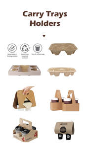 Porte-gobelet noir 2 tasses porte-boissons jetables E flûte papier à emporter café à emporter Papier ondulé 2 porte-gobelets - Product Image 3