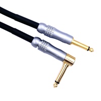 Câble de guitare à angle droit 10 pieds, prise coudée vers droite chromée moletée, gaine noire pour pédalier compact, idéal pour usine