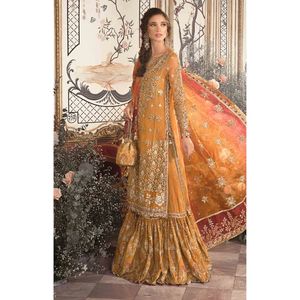 Colección Formal: Vestido de Gasa Bordado – Traje de Fiesta Pakistaní de 3 Piezas Sin Coser (Lehnga Choli) - Product Image 3