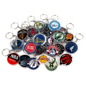 Porte-clés personnalisé Transparent Acrylique Lakers Bulls Rockets Basketball Team logo <span class=keywords><strong>NBA</strong></span> Anime Imprimé Charme Souvenir Lucite Porte-clés - Product Image 1