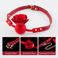 Balle buccale réglable en silicone en forme de rose, bâillon buccal solide, gag pour ouverture de bouche, équipement de bondage, gag en silicone, accessoires pour couple, jouets sexuels pour adultes