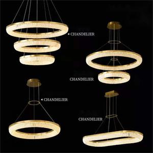Lustre moderne en cristal HM de luxe en acier inoxydable avec anneau lumineux et pampilles pour salon et salle à manger - Product Image 5