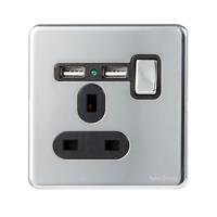 Prise murale rétro en acier inoxydable avec panneau tactile, 2 prises, 10A, interrupteur universel, double prise, IP37, 250V, installation facile, durable
