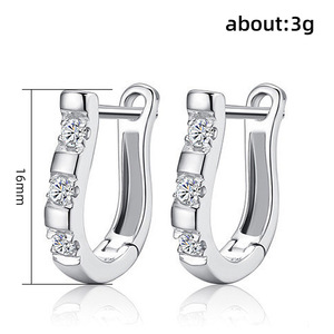 Elegant U Shape Harp Huggie Earrings for Women Geometric Sparkling Ear Cuff Daily Fashion Jewelry - Product Image 5