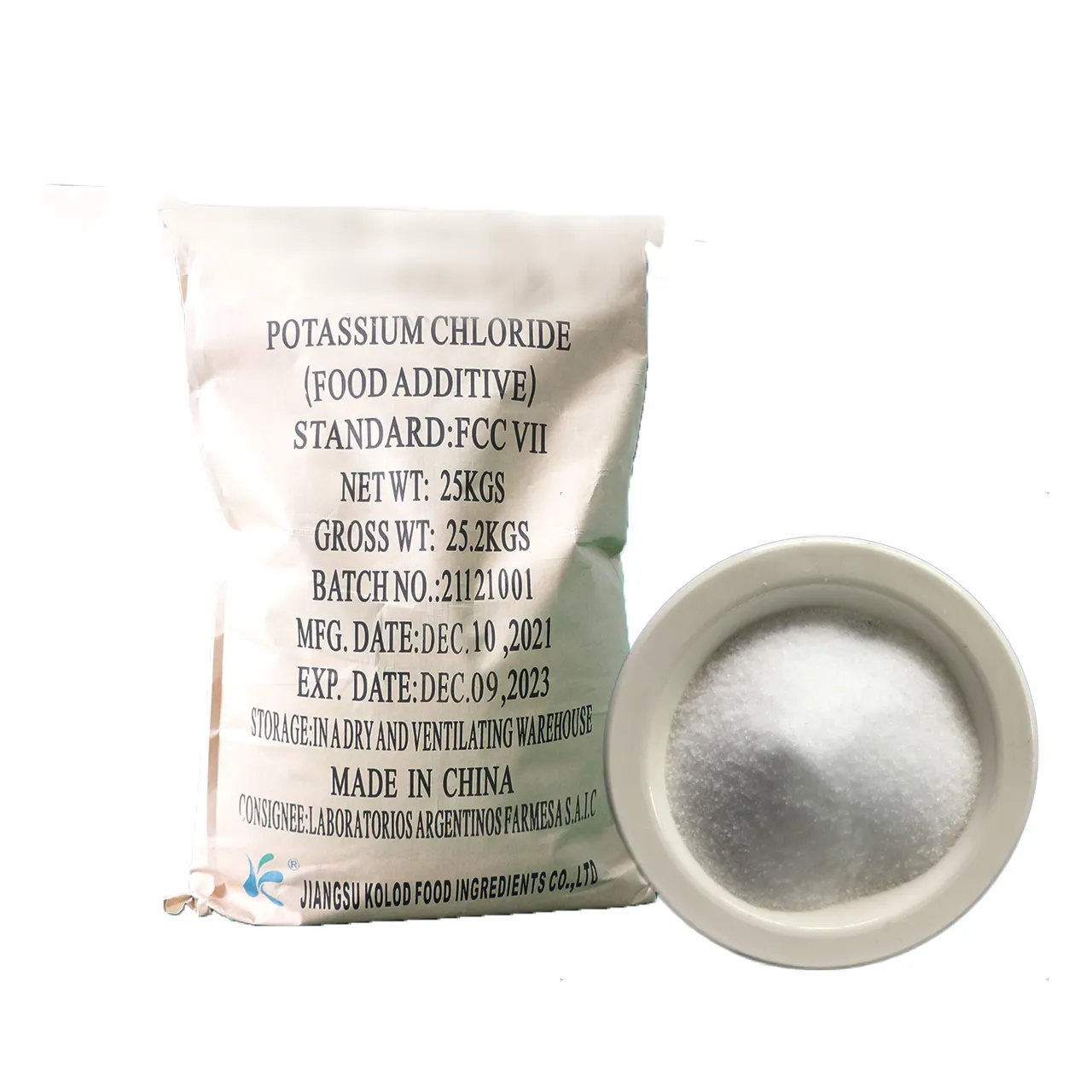 Alta pureza 99% malha 40 ~ 60 produto comestível, chloride de potásio em pó para uso do sabor