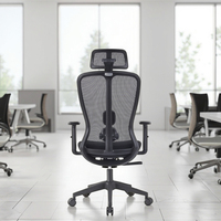 Chaise de bureau exécutive moderne et réglable en tissu, pivotante, avec design ergonomique, appui-tête réglable et accoudoirs fixes pour le travail et la maison