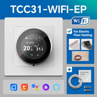 Termostato de Piso Eléctrico con Pantalla Táctil Redonda y Colorida de 16A para Control de Temperatura Ambiente