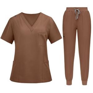 Combinaison de travail pour infirmières, col en V, fraîche, anti-rides, pour les blouses médicales, haut et pantalon, et vêtements de travail pour salon - Product Image 6