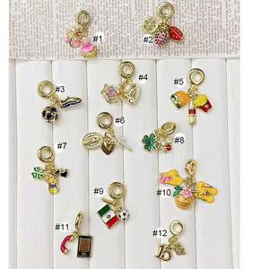 CZ9428 Gold Plated Vacation &amp; Sports Travel Themed <strong>Charm</strong> Beads Enamel European Drop Rondelle Dangle <strong>Charms</strong> for Bracelets - Product Image 1