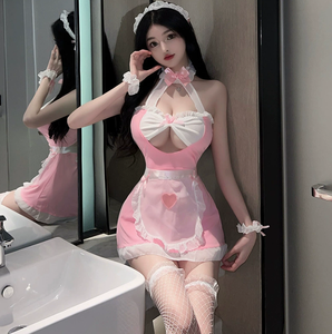 Ensemble de lingerie sexy pour femme, style femme de chambre, écologique, respirant, mignon, avec soutien-gorge, jupe et <span class=keywords><strong>tablier</strong></span> <span class=keywords><strong>coquin</strong></span>, style Kawaii Anime Cosplay, pour fêtes, taille XL - Product Image 2