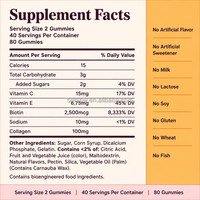Biotine L-Glutathione Vitamine C Collagène Gommes Supplément Avec Acide Hyaluronique pour Peau Cheveux Ongles Blanchiment