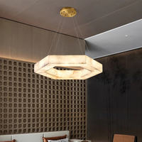 Lustre en albâtre pour salon de villa italienne, design créatif, plusieurs tailles, hexagonal, en albâtre naturel, lampes suspendues
