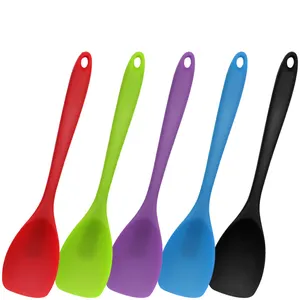 Heat Resistant Silicon Spoon Spatula Kitchen Bakeware Utensil Handle Scraper Stirring Scooping Mixing Cookware Tools