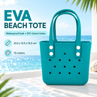 Sac de plage en EVA imperméable perforé avec trous pour breloques DIY, sac à main léger pour femme, idéal pour l'été et la piscine, 13 couleurs