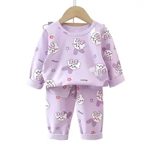 Casual Long Sleeve Autumn Winter Cartoon Fashion Print Knitted Pajamas Big Size Kids Girls' Sleepwear Pjs Pyjamas For Boys