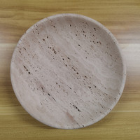 Bol en travertin beige naturel de Corée, grand plateau rond en pierre pour la vanité, plateau de rangement pour fruits, bonbons et bijoux