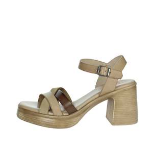 Sandalo con Tacco da Donna Porronet 7060 Taupe con Plateau e Cinturino alla Caviglia - Product Image 1